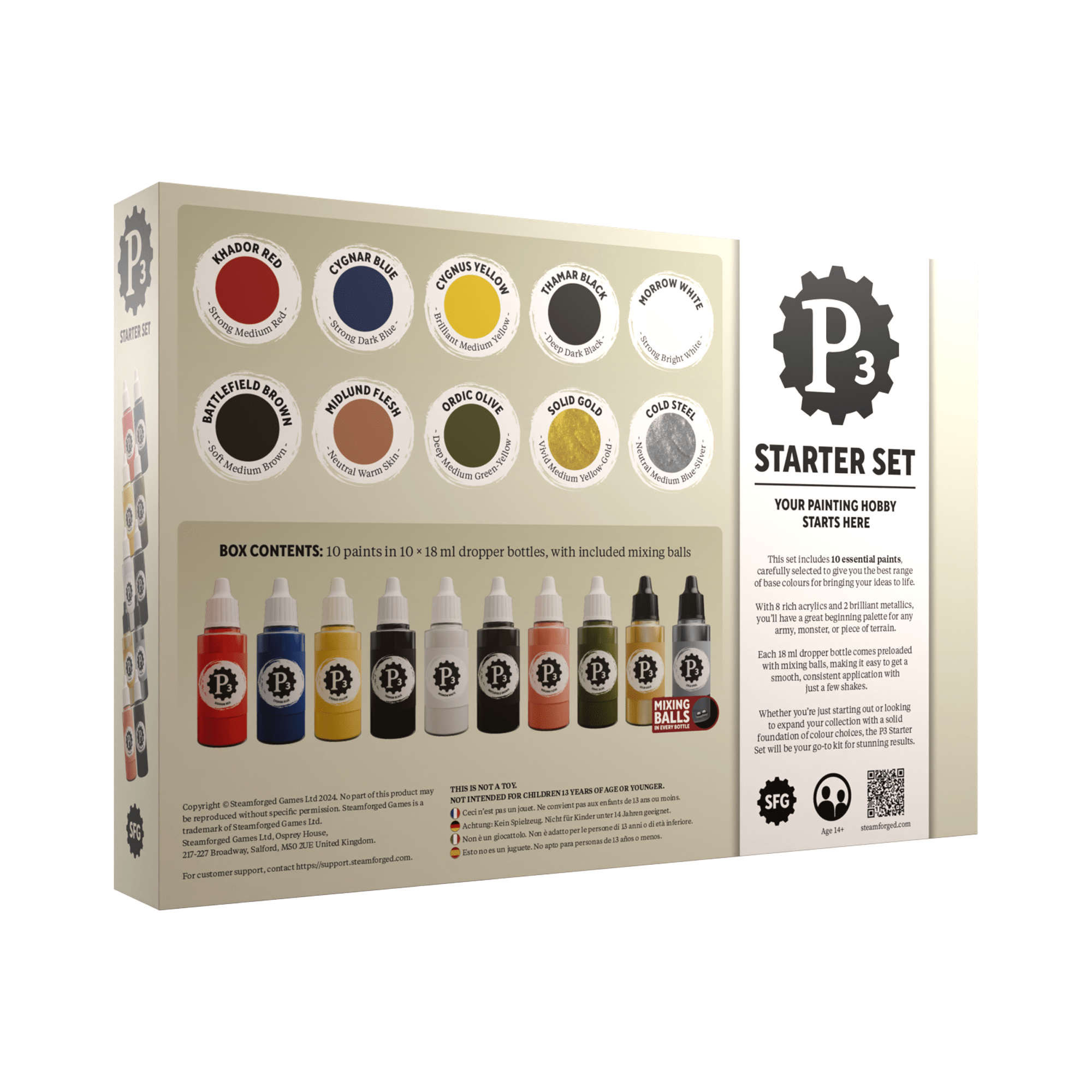 P3 Paints: Starter Set Dropper Bottle (10 paints) - Steamforged Games