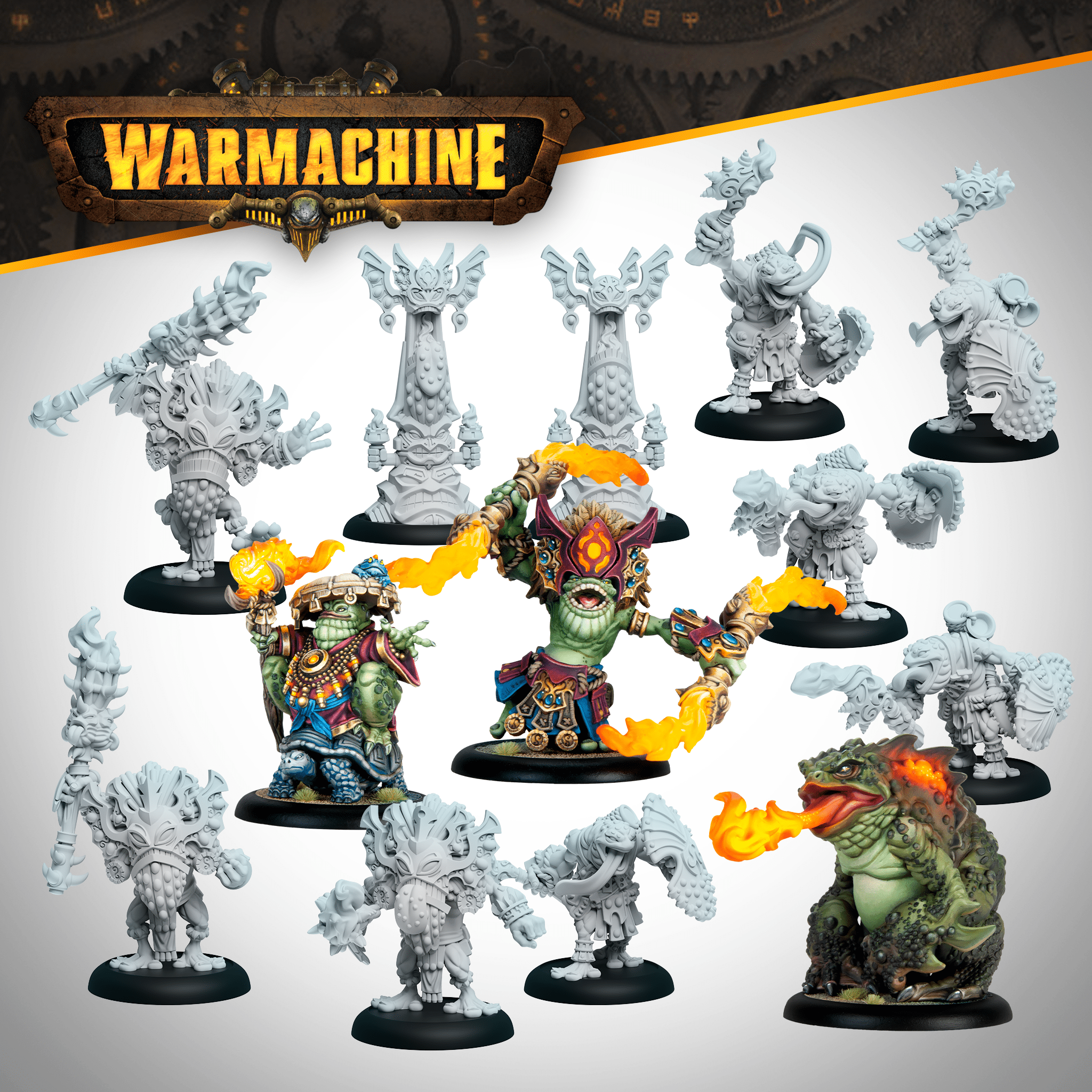 Warmachine: Southern Kriels Fire Tongue Warriors Command Cadre - Steamforged Games